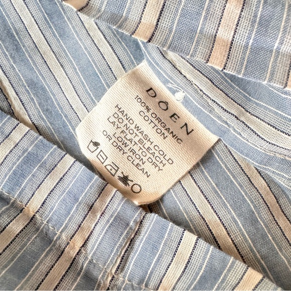 💋SOLD💋⛱️🌊DÔEN ‘Lorena’ Organic Cotton Voile Dress Monte Isola Stripe XS - Picture 14 of 17